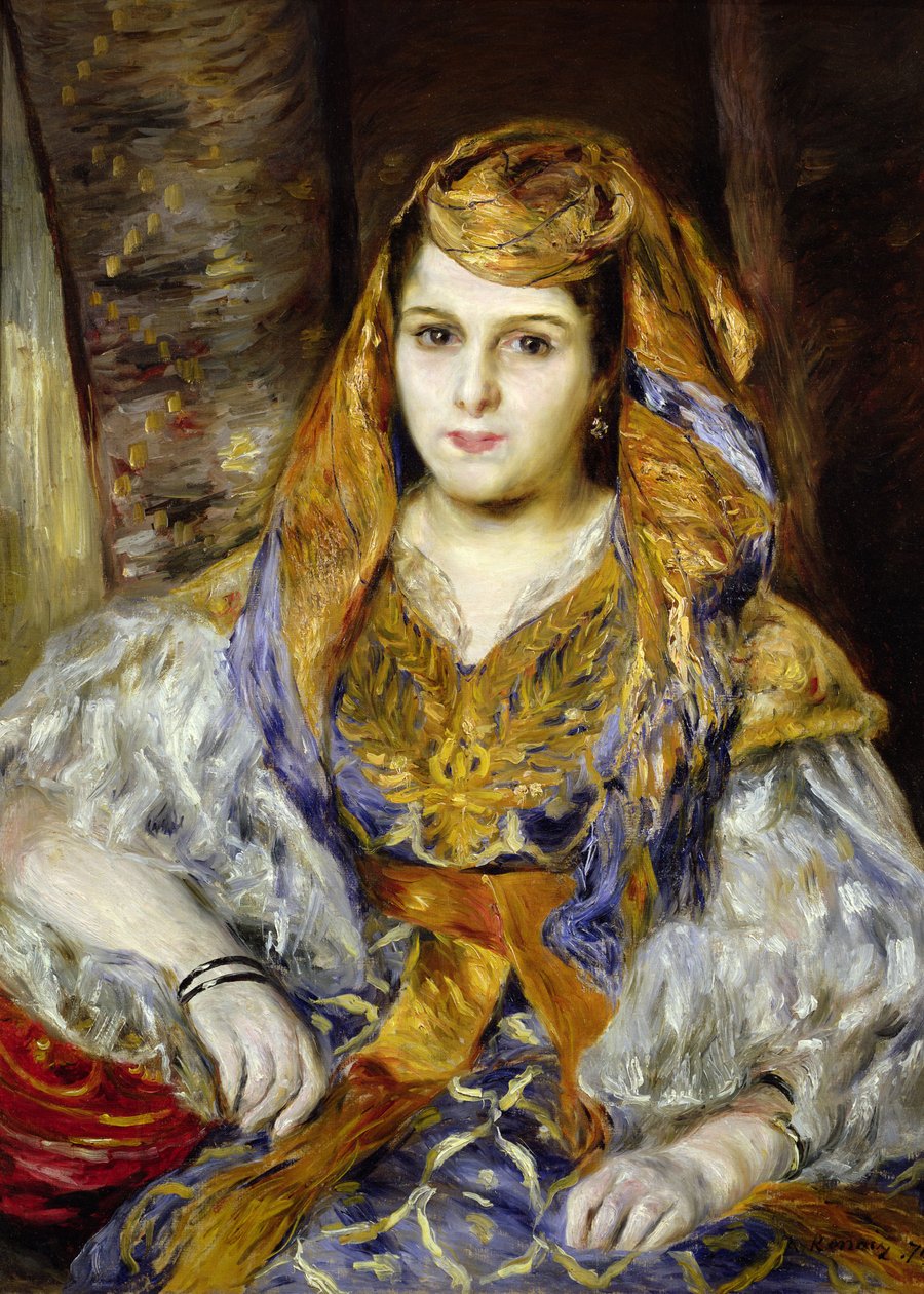 Mme. Clementine Stora v alžírských šatech nebo alžírská žena, 1870 od Pierre Auguste Renoir