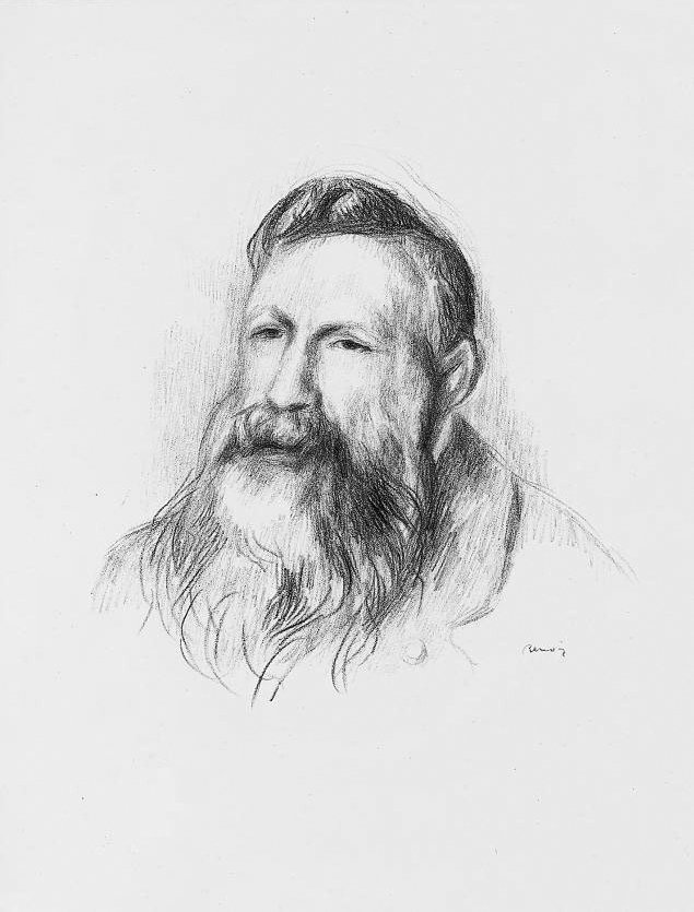 Portrétní kresba Auguste Rodina od Pierre Auguste Renoir