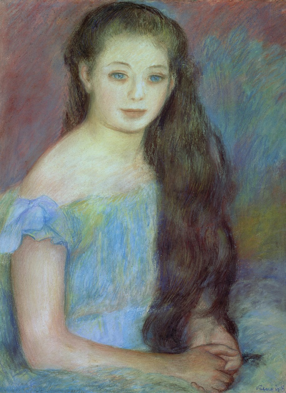 Portrét mladé dívky s modrýma očima, 1887 (pastel) od Pierre Auguste Renoir