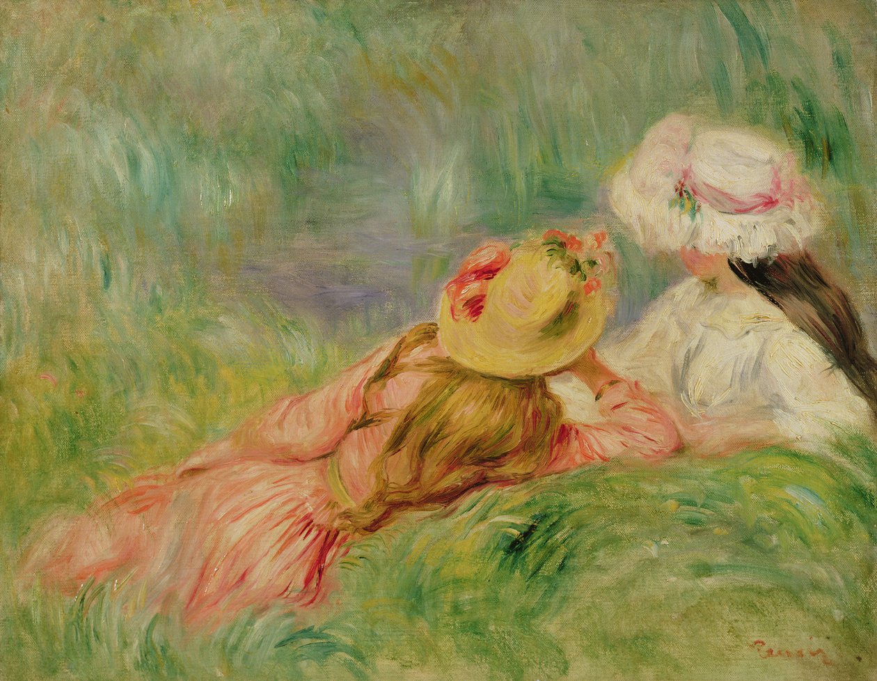 Mladé dívky na břehu řeky od Pierre Auguste Renoir