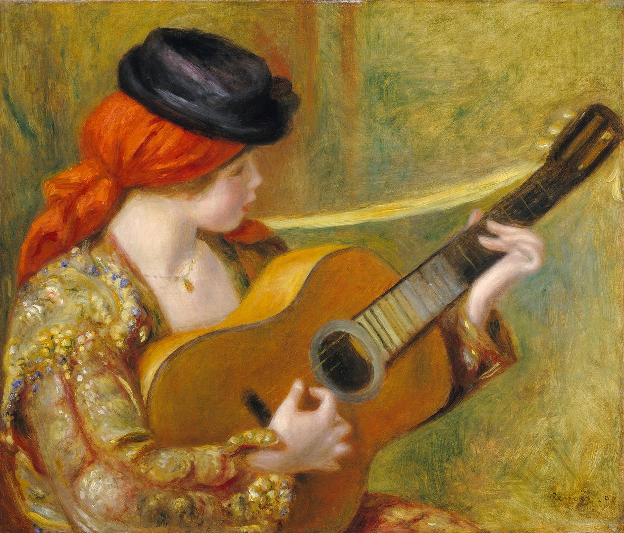 Mladá Španělka s kytarou, 1898 od Pierre Auguste Renoir