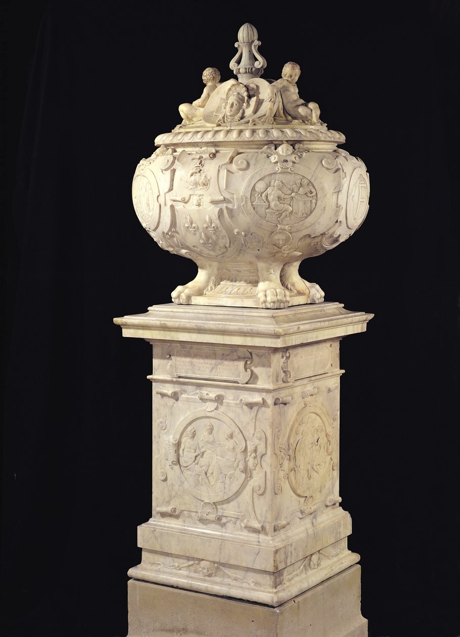 Pohřební urna obsahující srdce Františka I. (1494-1547) 1556 (mramor) od Pierre Bontemps