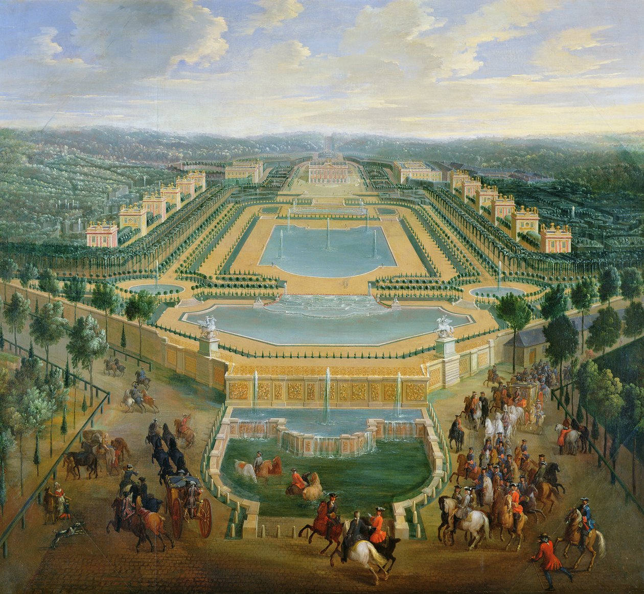 Celkový pohled na zámek a pavilony v Marly, 1722 od Pierre Denis Martin