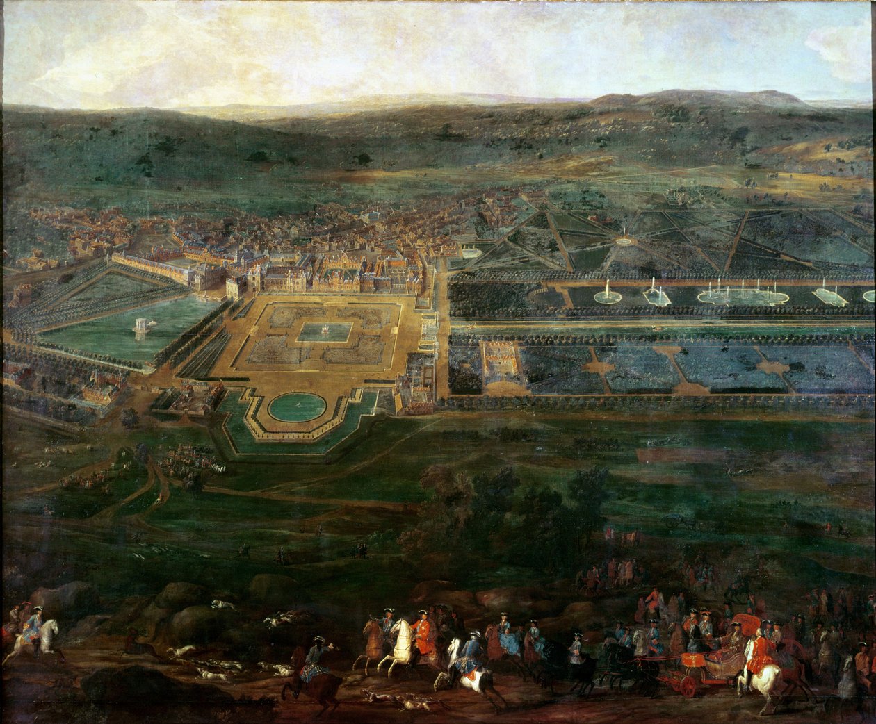 Ludvík XIV. (1638-1715) na lovu u zámku Fontainebleau od Pierre Denis Martin