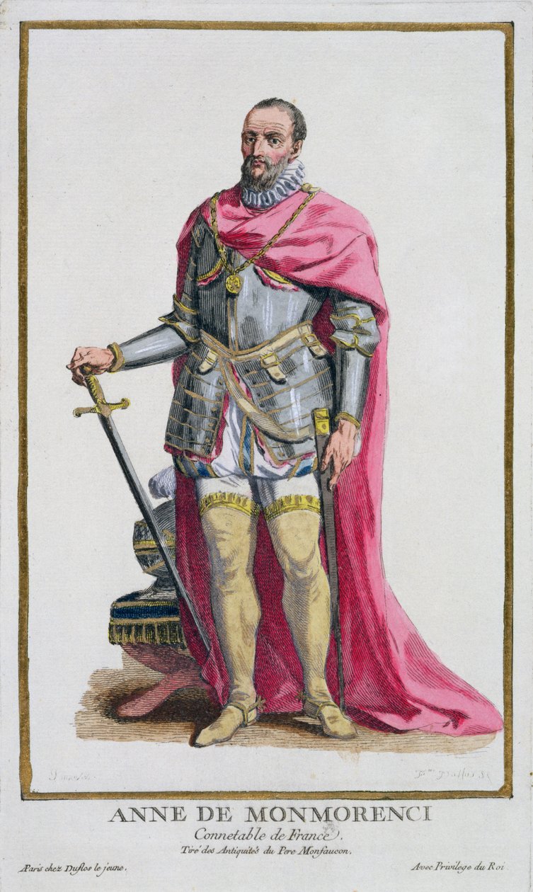 Anne de Montmorency (1493-1567) Constable of France z knihy "Receuil des Estampes, Representant les Rangs et les Dignites, suivant le Costume de toutes les Nations existantes", vydáno 1780 (ručně kolorováno). od Pierre Duflos