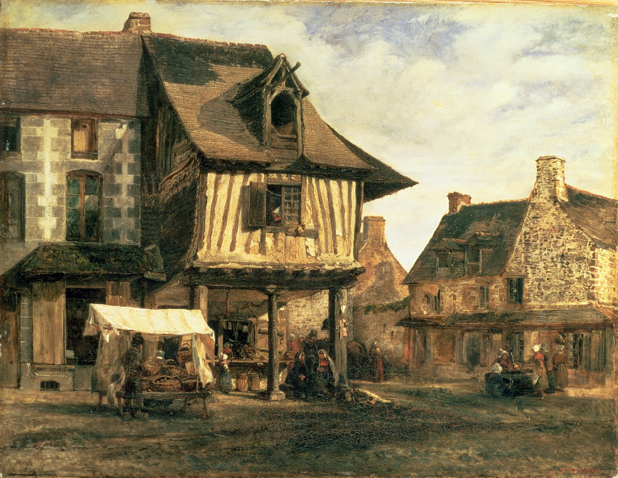 Tržiště v Normandii, cca 1832 (panel) od Pierre Etienne Theodore Rousseau