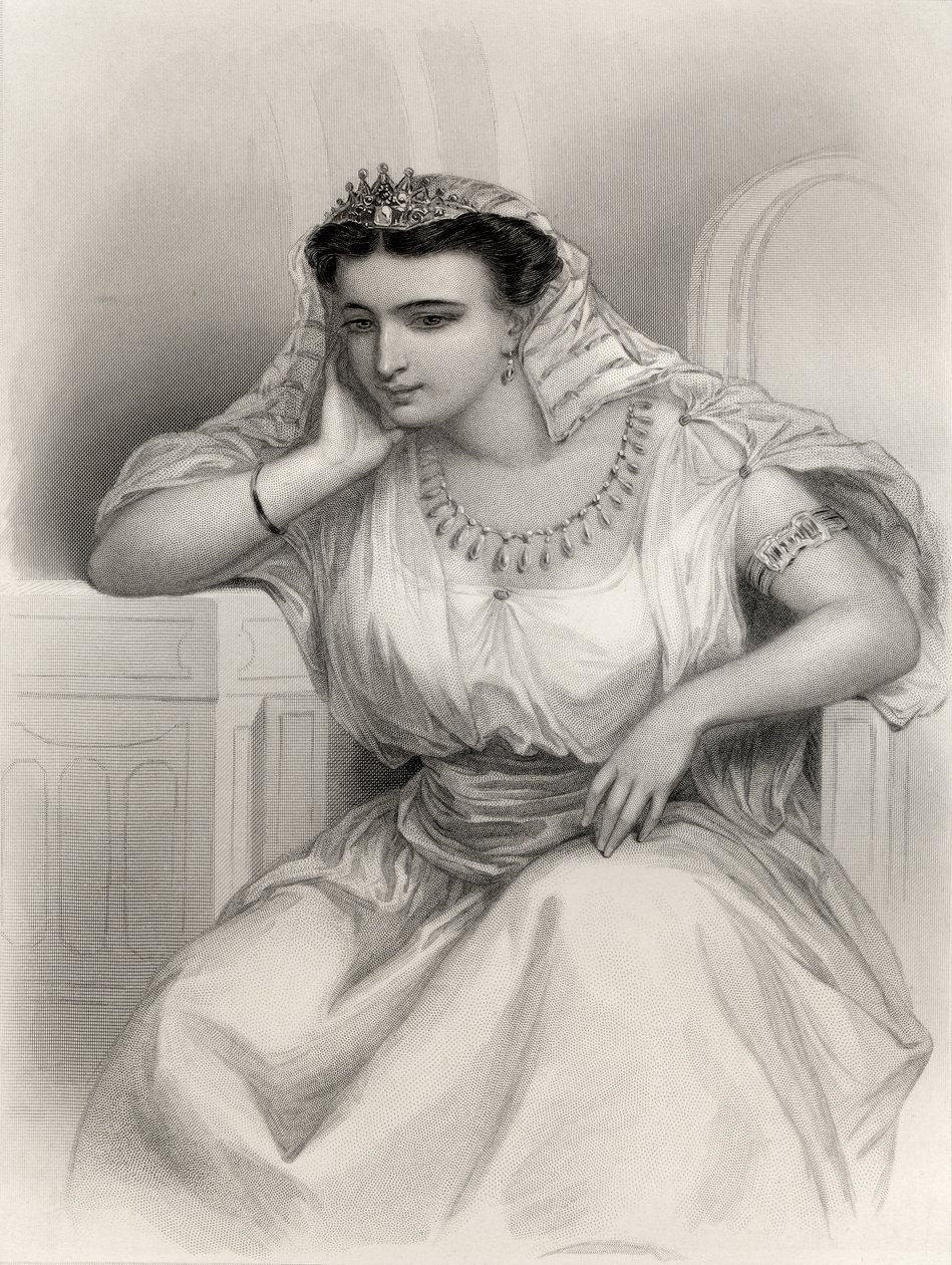 Cleopatra VII (69-30 př.nl) ilustrace z „World Noted Women“ od Mary Cowden Clarke, 1858 od Pierre Gustave Eugene Staal