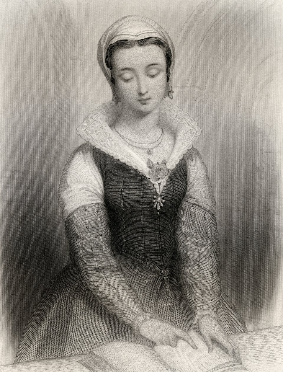 Lady Jane Gray (1537-54) ilustrace z „World Noted Women“ od Mary Cowden Clarke, 1858 od Pierre Gustave Eugene Staal