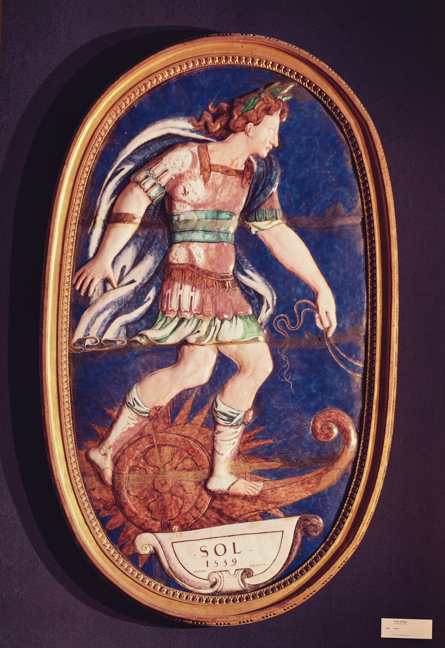 Plaketa zobrazující Apollo, 1559 (malovaný smalt) od Pierre I Courteys