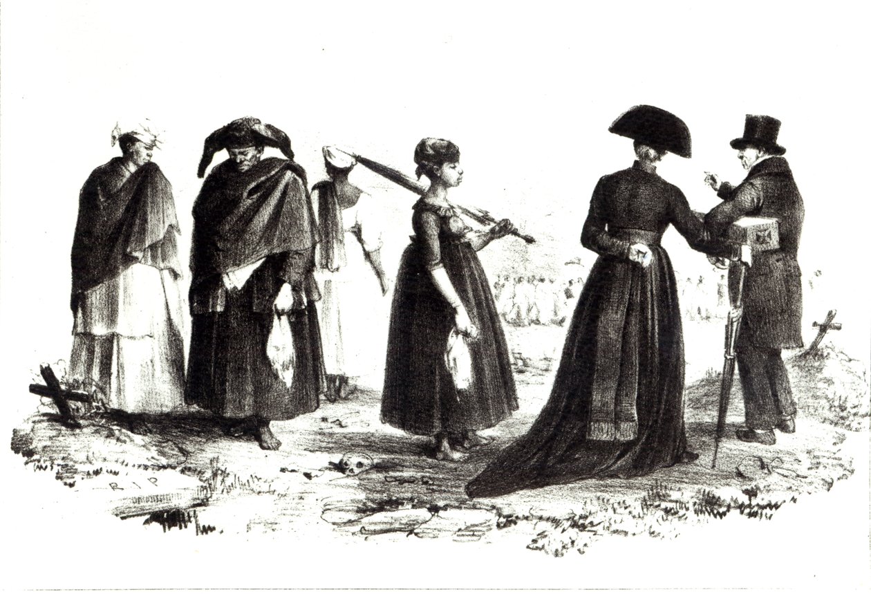 Hřbitov v Parimaribo, z „Voyage a Surinam“, 1839 od Pierre J. Benoit
