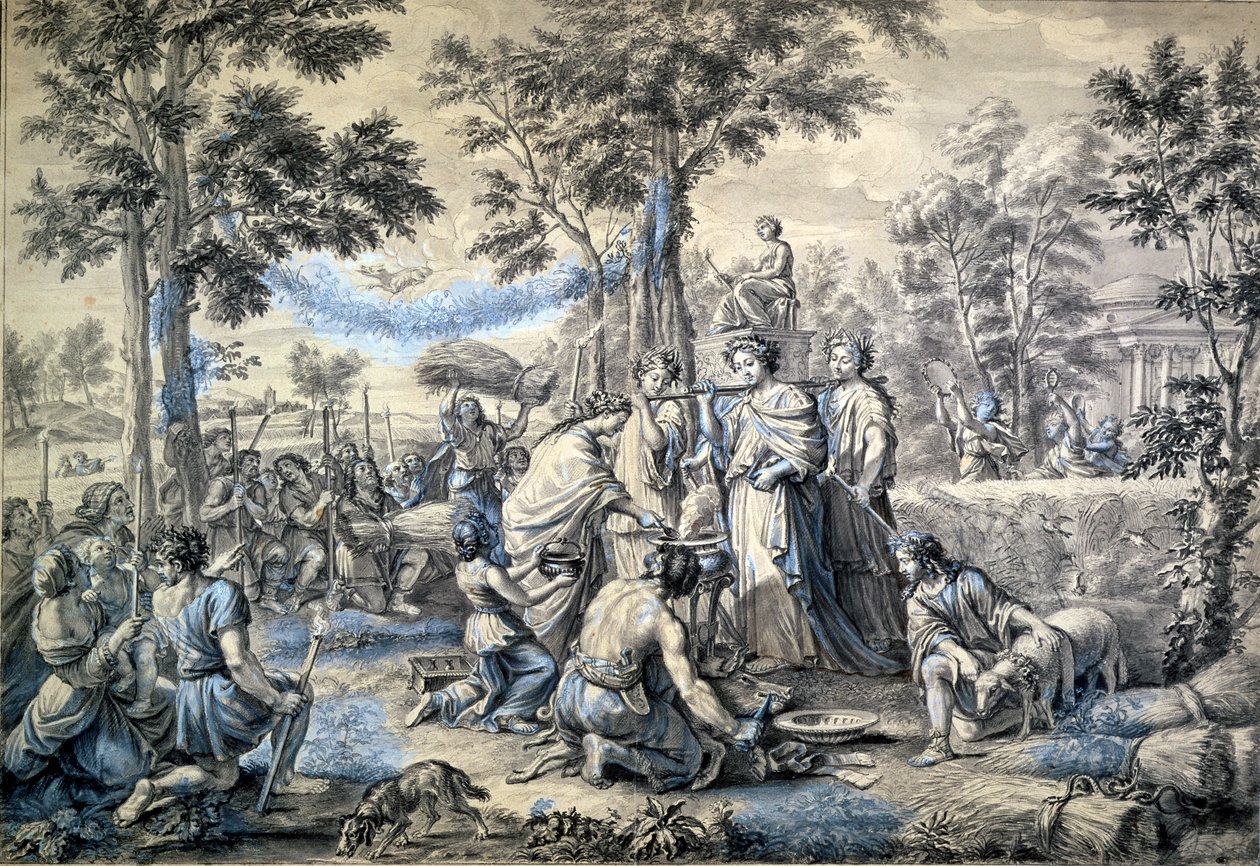 Léto, studium pro jeden ze série tapisérií vyrobených v továrně na gobelíny od Pierre Mignard