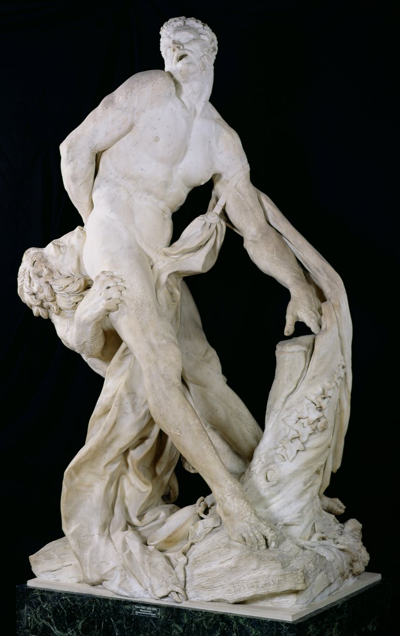Milo z Crotonu napaden lvem, 1672-82 (mramor) od Pierre Puget