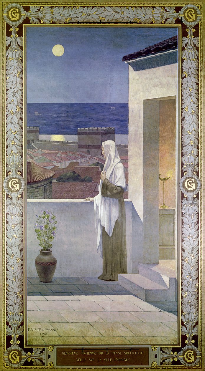 Svatá Genevieve hlídá spící město Paříž, 1898 od Pierre Puvis de Chavannes