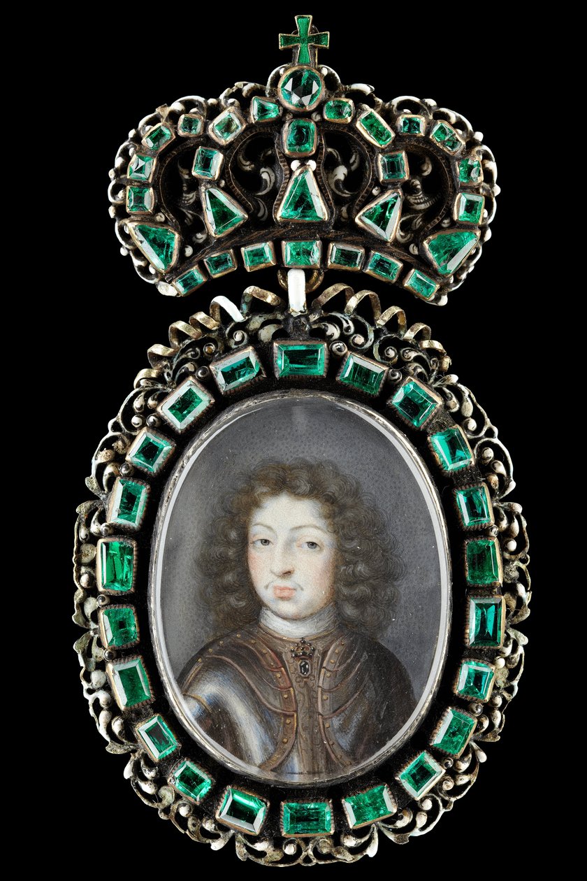 Miniaturní portrét Karla XI., Švédského krále 1660-1697 od Pierre Signac