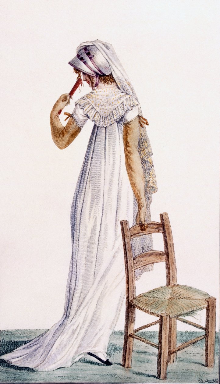Vycházkové šaty, ilustrace z časopisu Journal des Dames et des Modes, 1800 od Pierre de La Mesangere