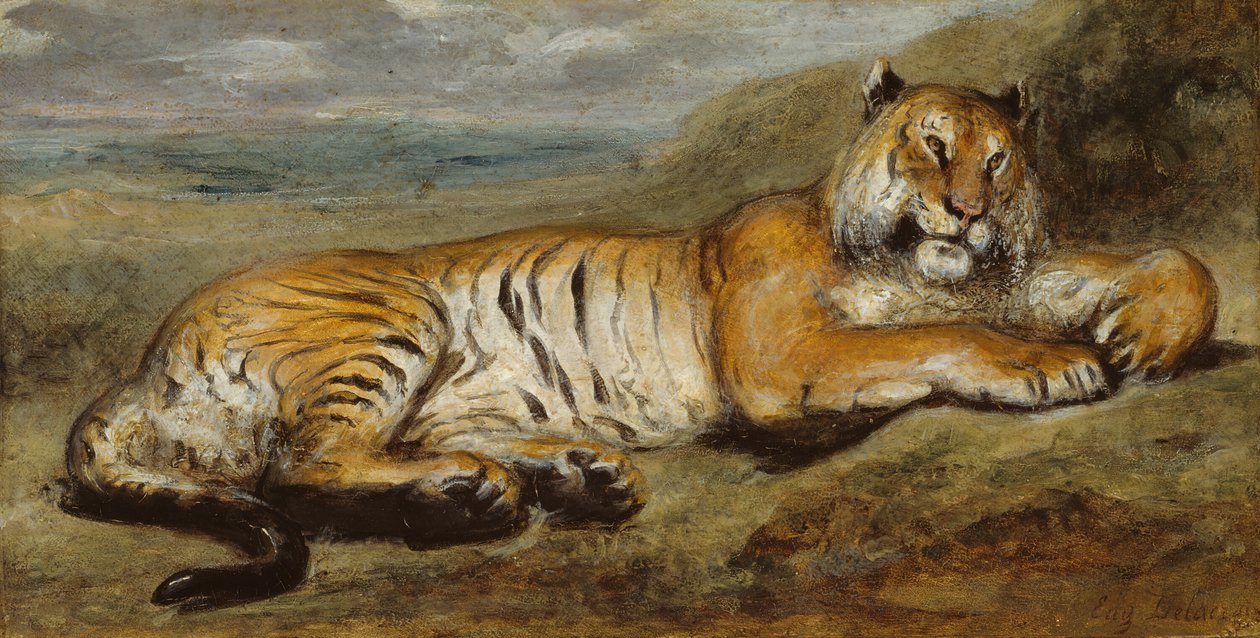 Tiger odpočívá, c. 1830. od Pierre Andrieu
