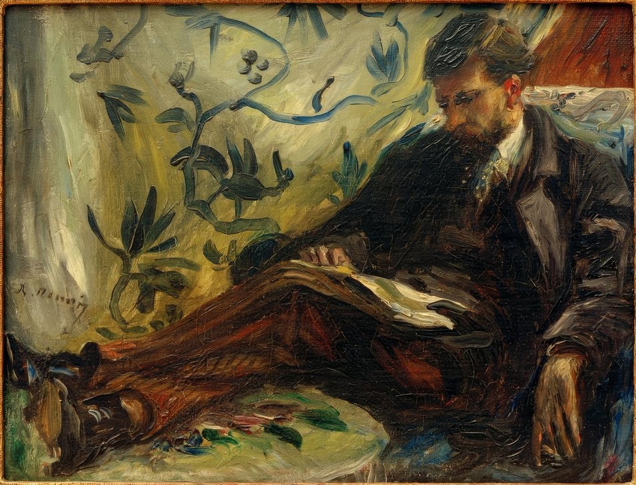 Portrét Edmonda Maîtra na pohovce od Pierre Auguste Renoir