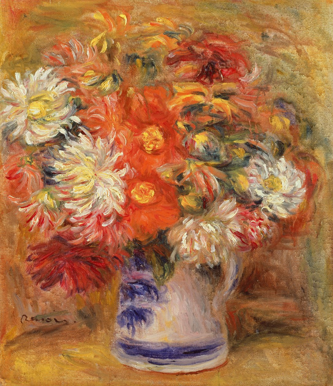 Chryzantémy ve váze, kolem roku 1919 od Pierre Auguste Renoir