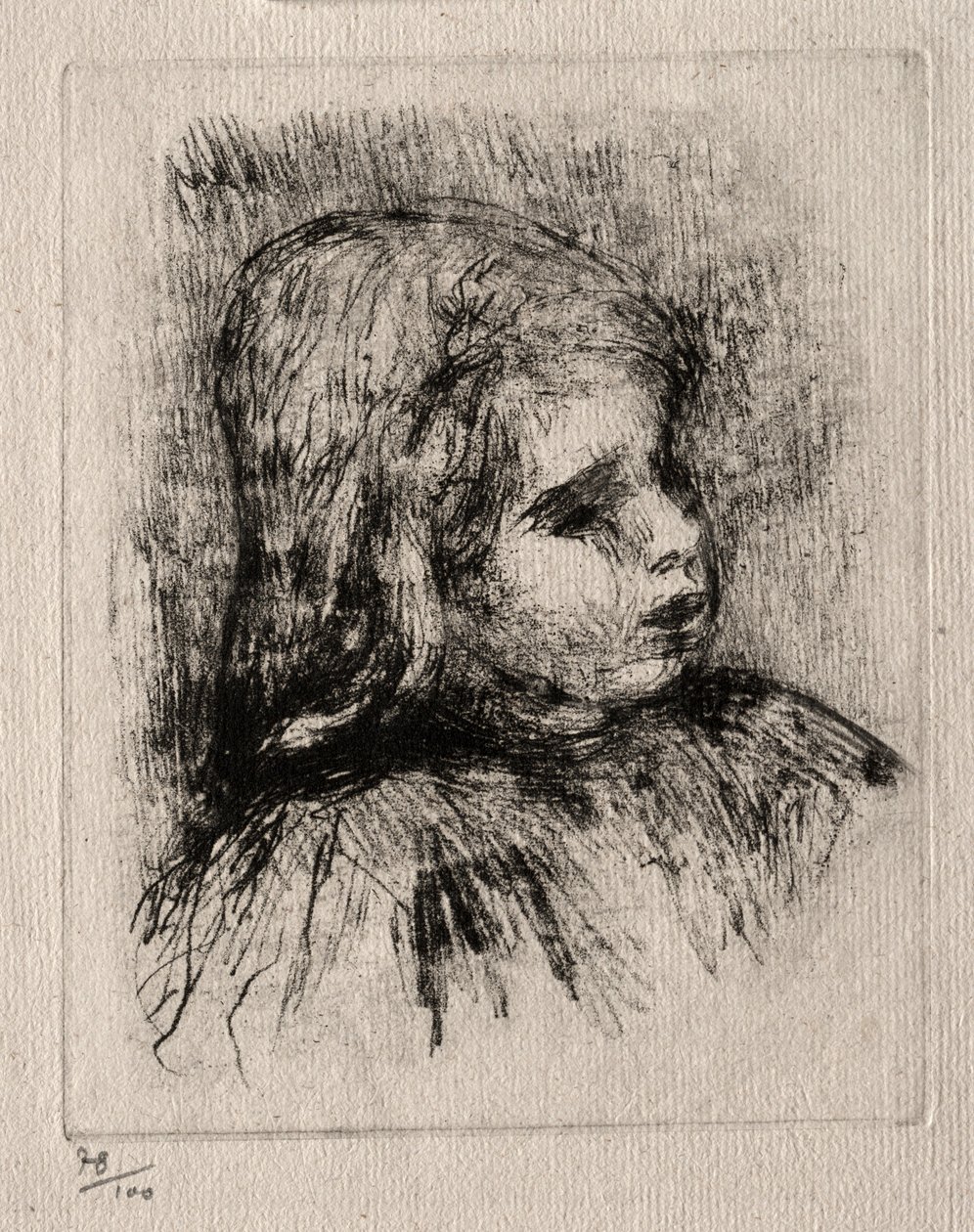 Claude Renoir, tři čtvrtiny vpravo, 1908. od Pierre Auguste Renoir
