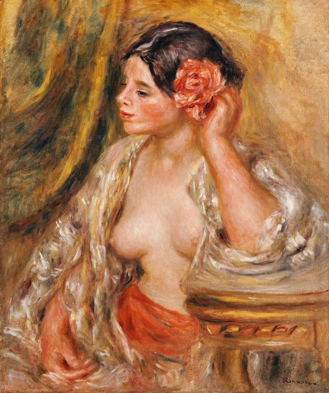 Gabrielle má svůj účes, 1910 od Pierre Auguste Renoir