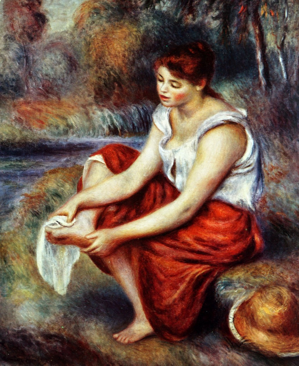 Dívka si utírá nohy od Pierre Auguste Renoir