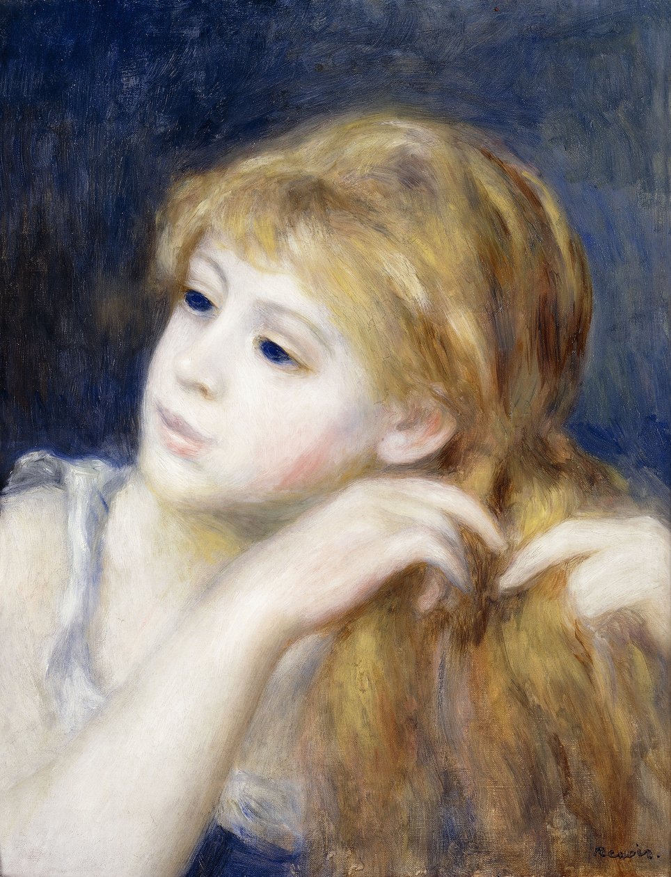 Hlava mladé dívky, 1890 od Pierre Auguste Renoir