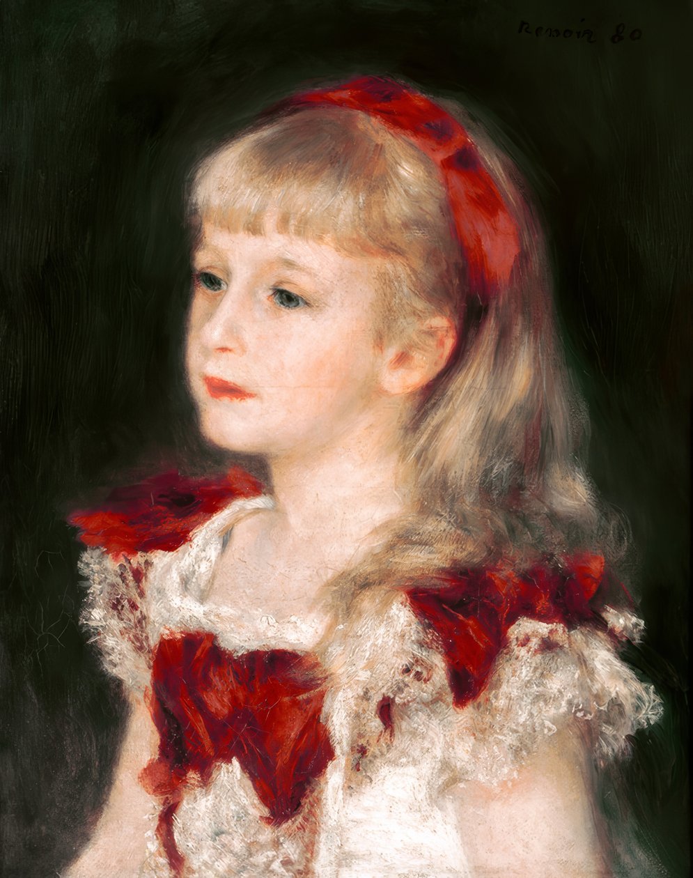 Mademoiselle Grimprel s červenou stuhou od Pierre Auguste Renoir