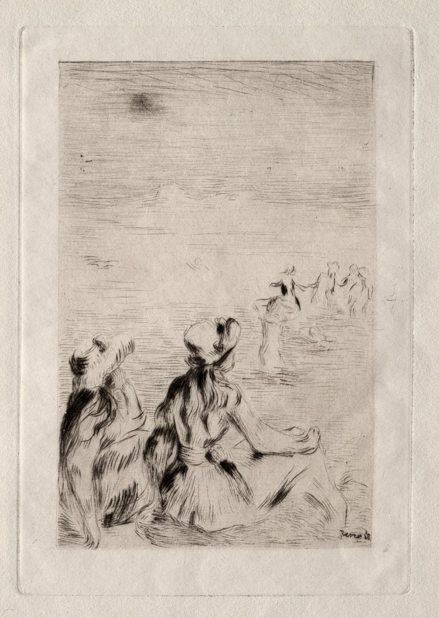 Na pláži v Bernevalu od Pierre Auguste Renoir