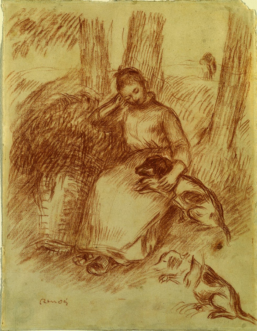 Selská dívka se psem od Pierre Auguste Renoir