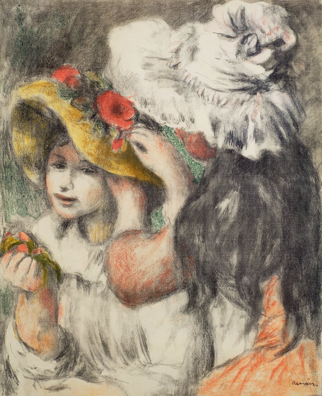 Pinning The Hat, 1898 od Pierre Auguste Renoir