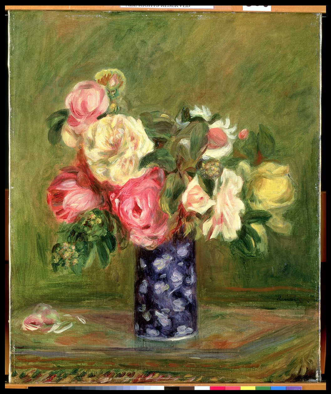 Růže v modré váze od Pierre Auguste Renoir
