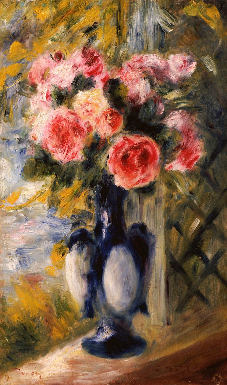 Růže v modré váze, 1892 od Pierre Auguste Renoir