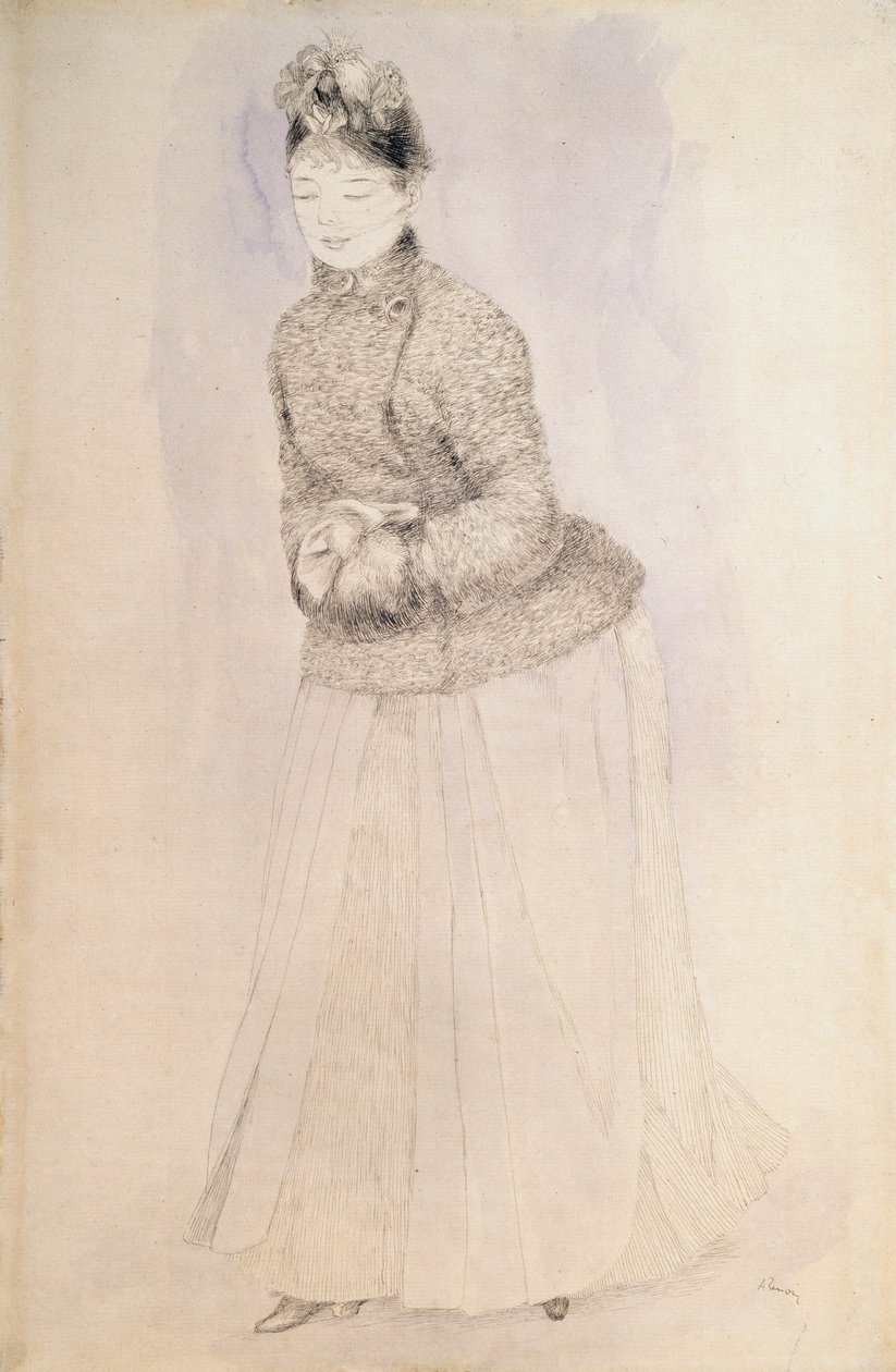 Žena s rukávníkem, c1883-c1884. od Pierre Auguste Renoir