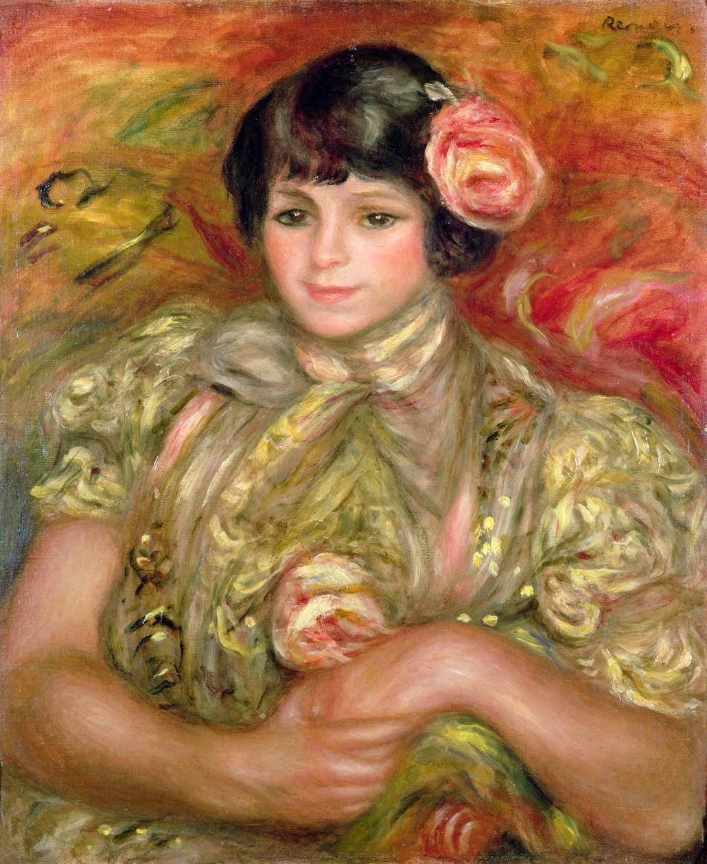 Žena s růží od Pierre Auguste Renoir
