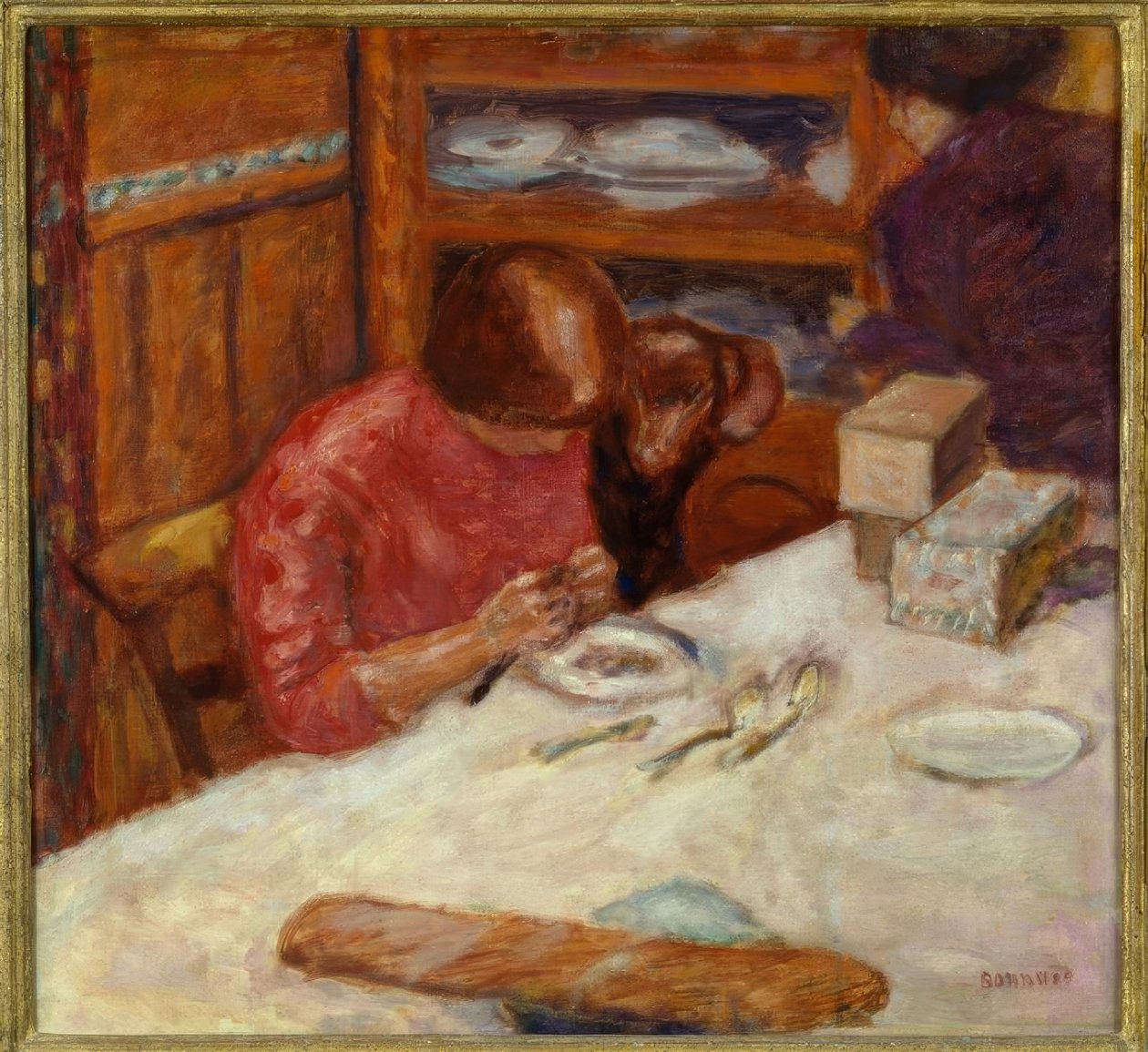 Interiér nebo Žena se psem od Pierre Bonnard