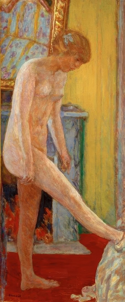 Nahá dívka před krbem od Pierre Bonnard