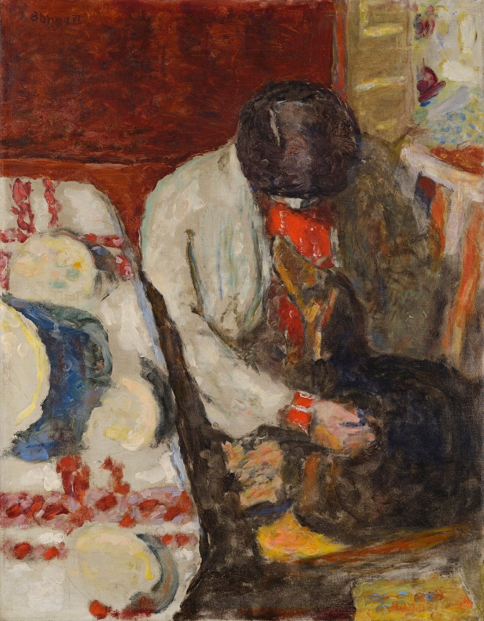 Marthe s bílým ubrusem, 1926. od Pierre Bonnard