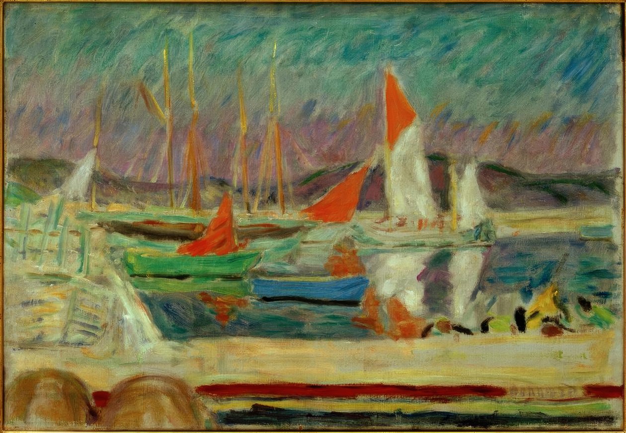 Plachetnice v přístavu Saint-Tropez od Pierre Bonnard