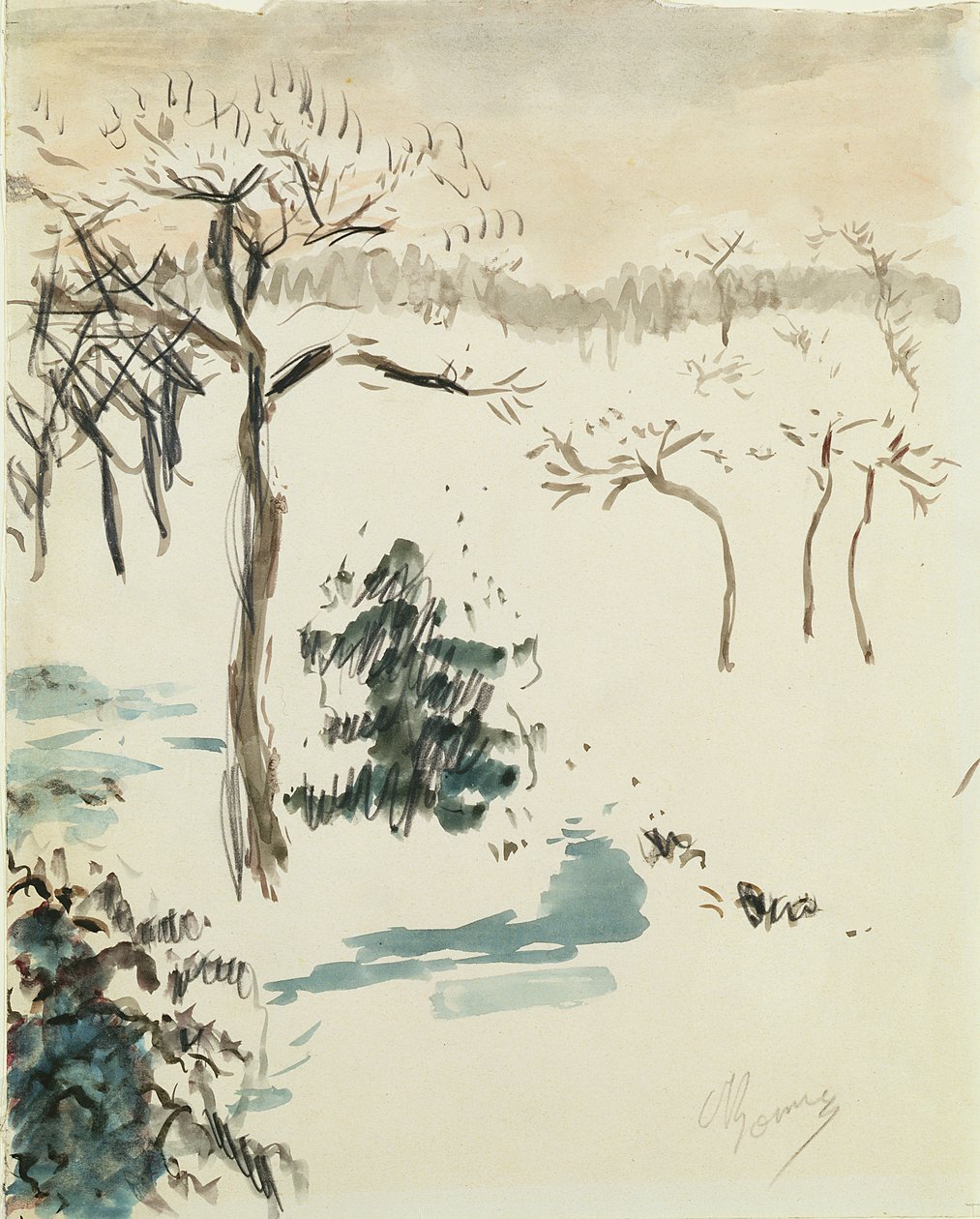 Zimní krajina, 1910 (wc a tužka na papíře) od Pierre Bonnard