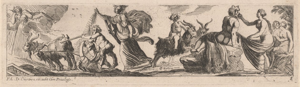 Satyr řídí pár koz od Pierre Brebiette