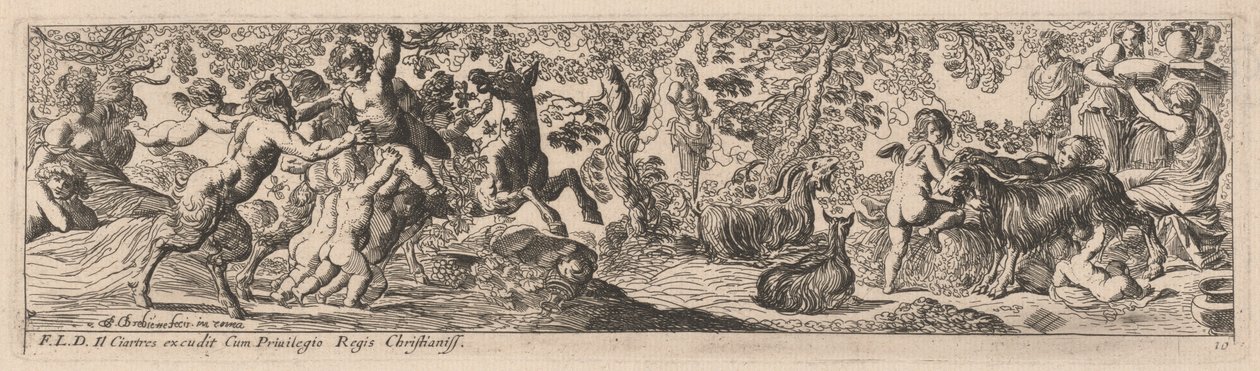 Satyrové a Putti si hrají se zvířaty od Pierre Brebiette