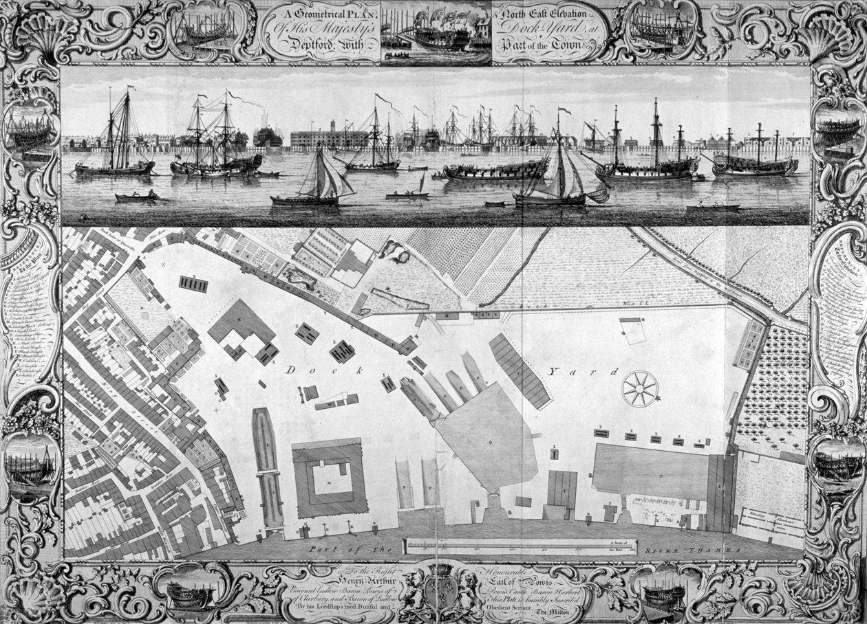 Deptford Docks, Londýn, 1753. od Pierre Charles Canot
