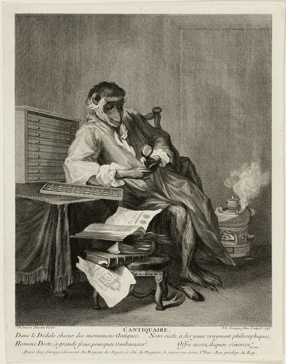 Antikvariát opice od Pierre Louis de Surugue