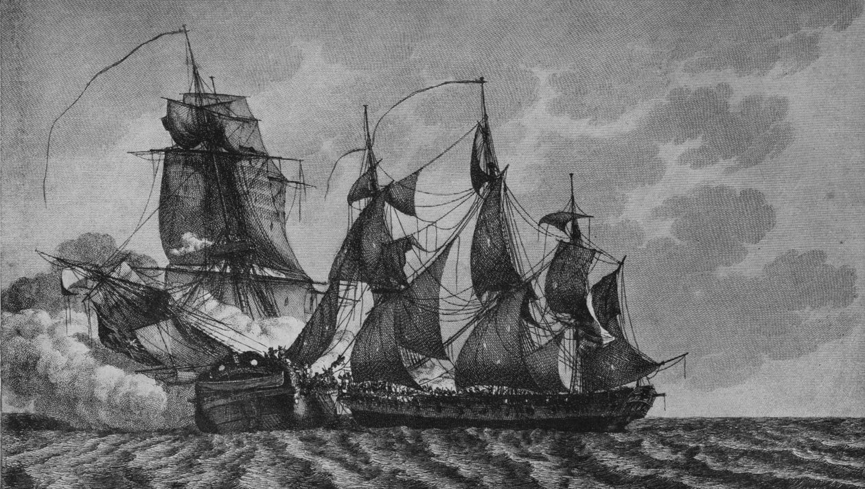 Ambuscade and the Bayonnaise, c1799 od Pierre Ozanne