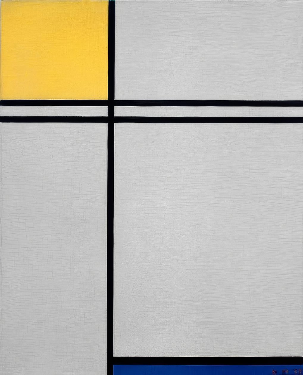 Složení se žlutou, modrou a dvojitou linkou od Piet Mondrian