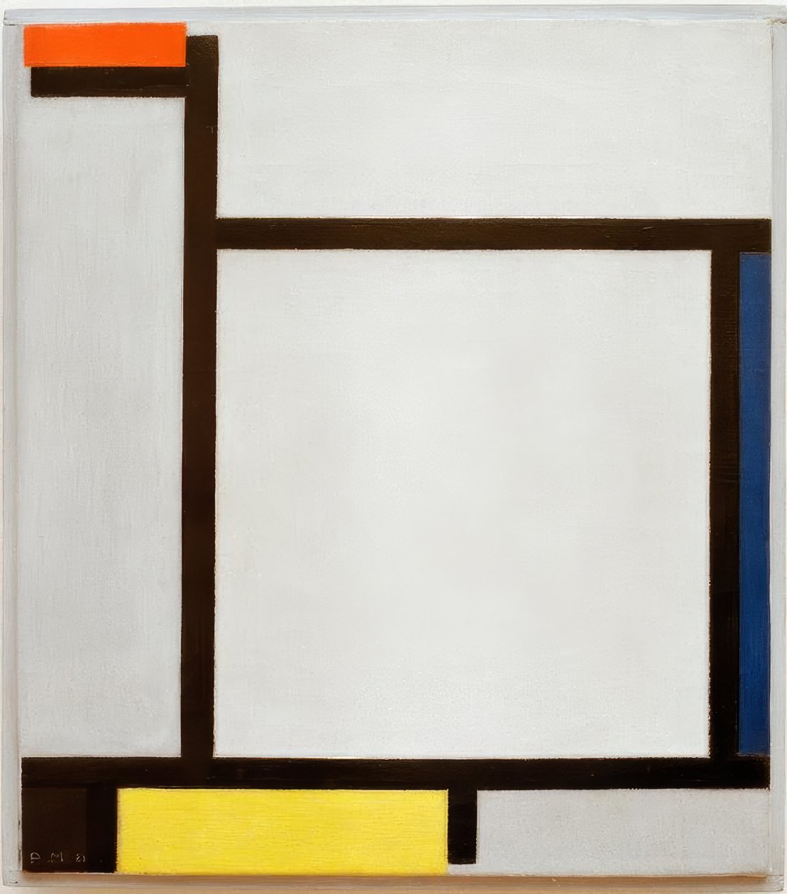 Složení s červenou, modrou, černou, žlutou a šedou od Piet Mondrian