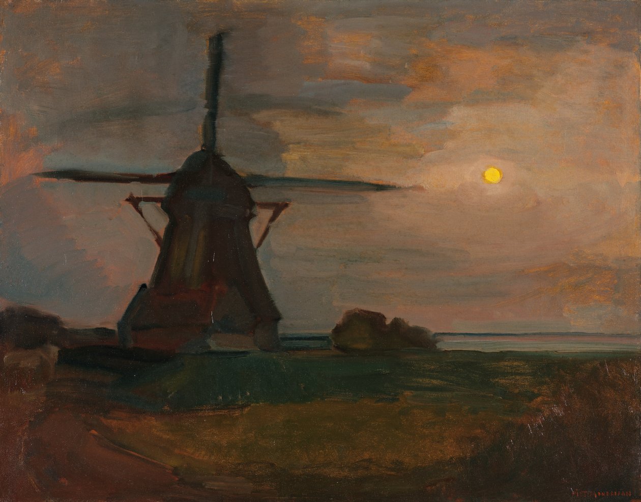 East Side Mill v měsíčním světle, kolem roku 1907 od Piet Mondrian