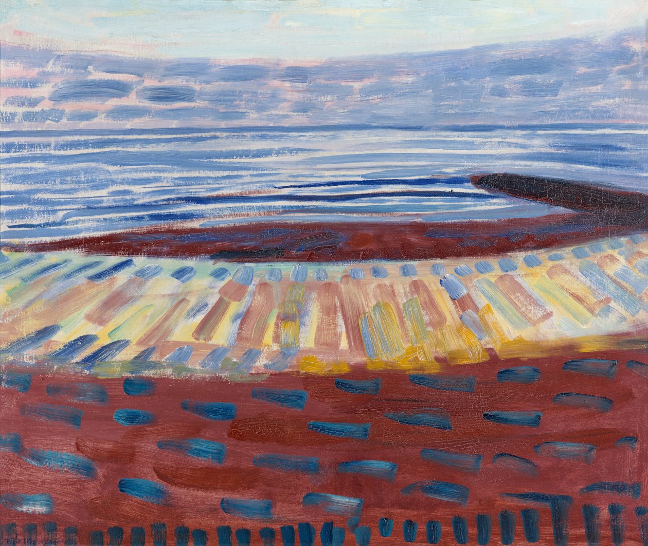 Moře po západu slunce, 1909 (olej na kartonu) od Piet Mondrian