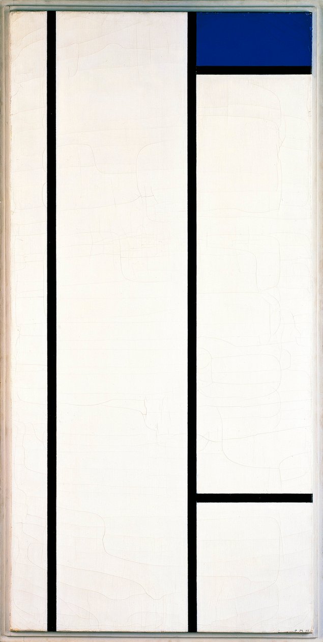Vertikální kompozice s modrou a bílou od Piet Mondrian