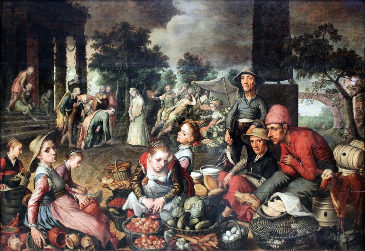 Tržní scéna s Kristem a cizoložnicí od Pieter Aertsen